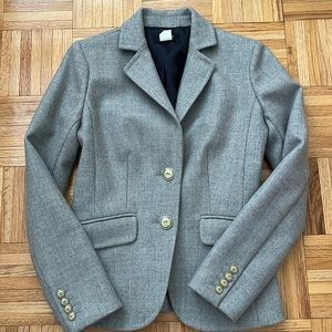 J.Crew Gray Wool Blazer with Enamel Buttons Size 4 (Slim fit)
